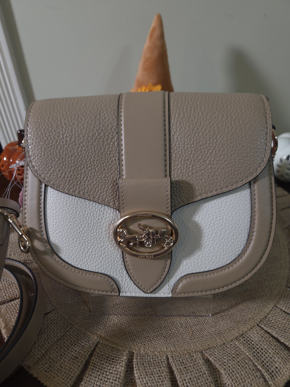 NWT Coach George Leather & Suede Saddle Crossbody